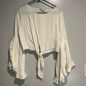 Altar'd State Cream Tie-Front Blouse